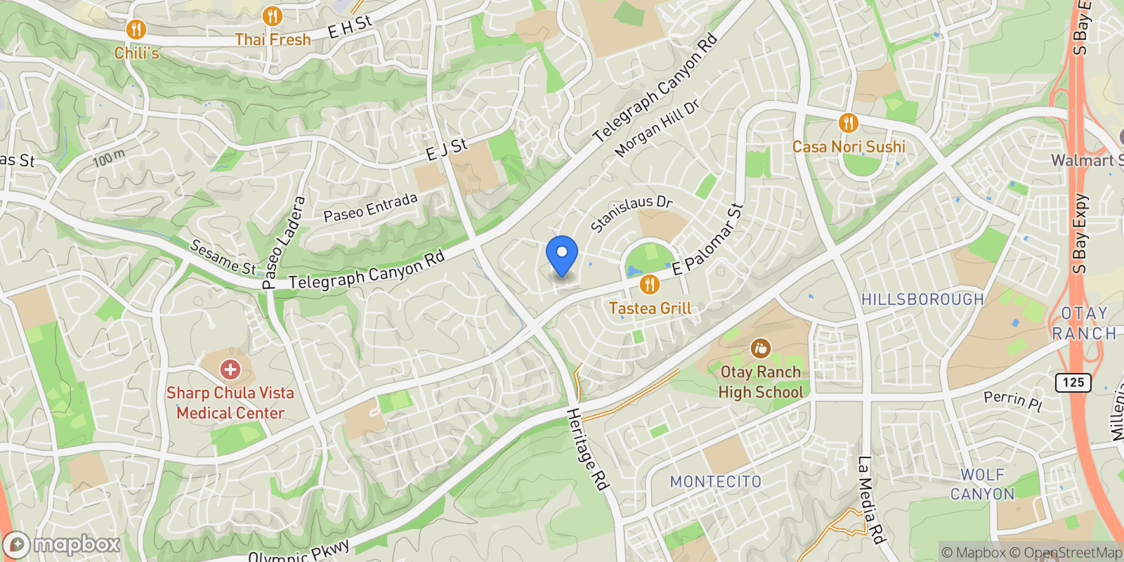 Map showing 1340 Monte Sereno Ave, Chula Vista, California, United States.