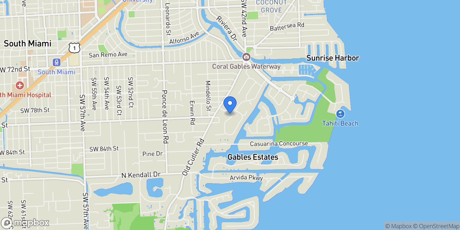 Map showing 8000 Los Pinos Blvd , Coral Gables, FL 33143, Miami, Florida, United States.