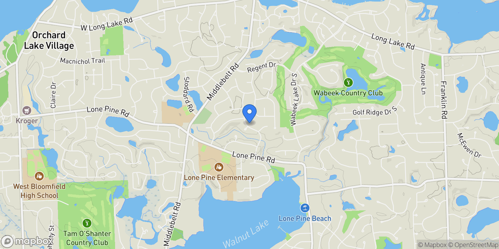 Map showing 4539 Middleton Court, West Bloomfield Charter Township, MI 48323, Orchard Lake Village, Michigan, United States.