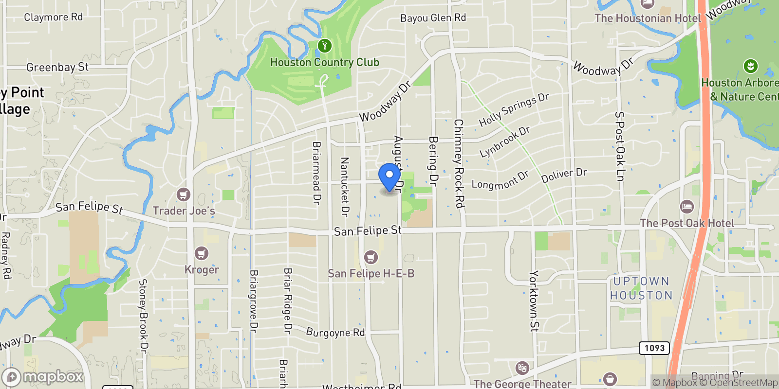 Map showing 5823 Augusta Court, Houston, TX 77057, Houston, Texas, United States.