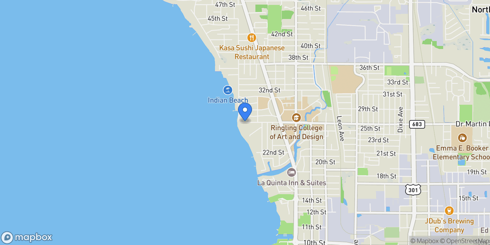 Map showing 840  Indian Beach Dr 0, Sarasota, FL 34234, Sarasota, Florida, United States.
