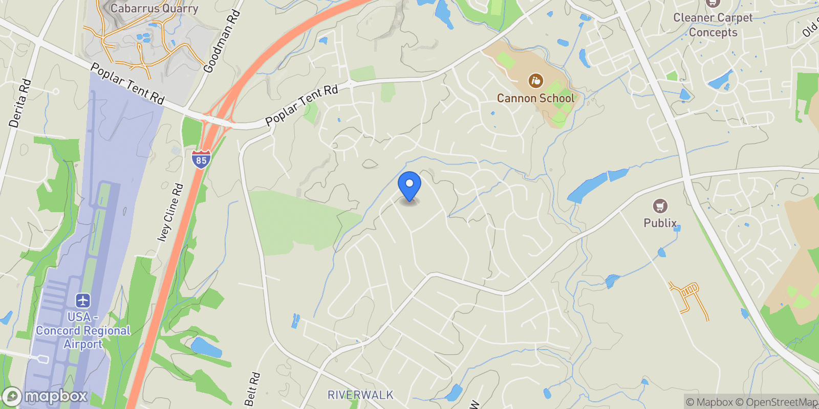 Map showing 1560 Chatham Court, Concord, NC 28027, Concord, North Carolina, United States.