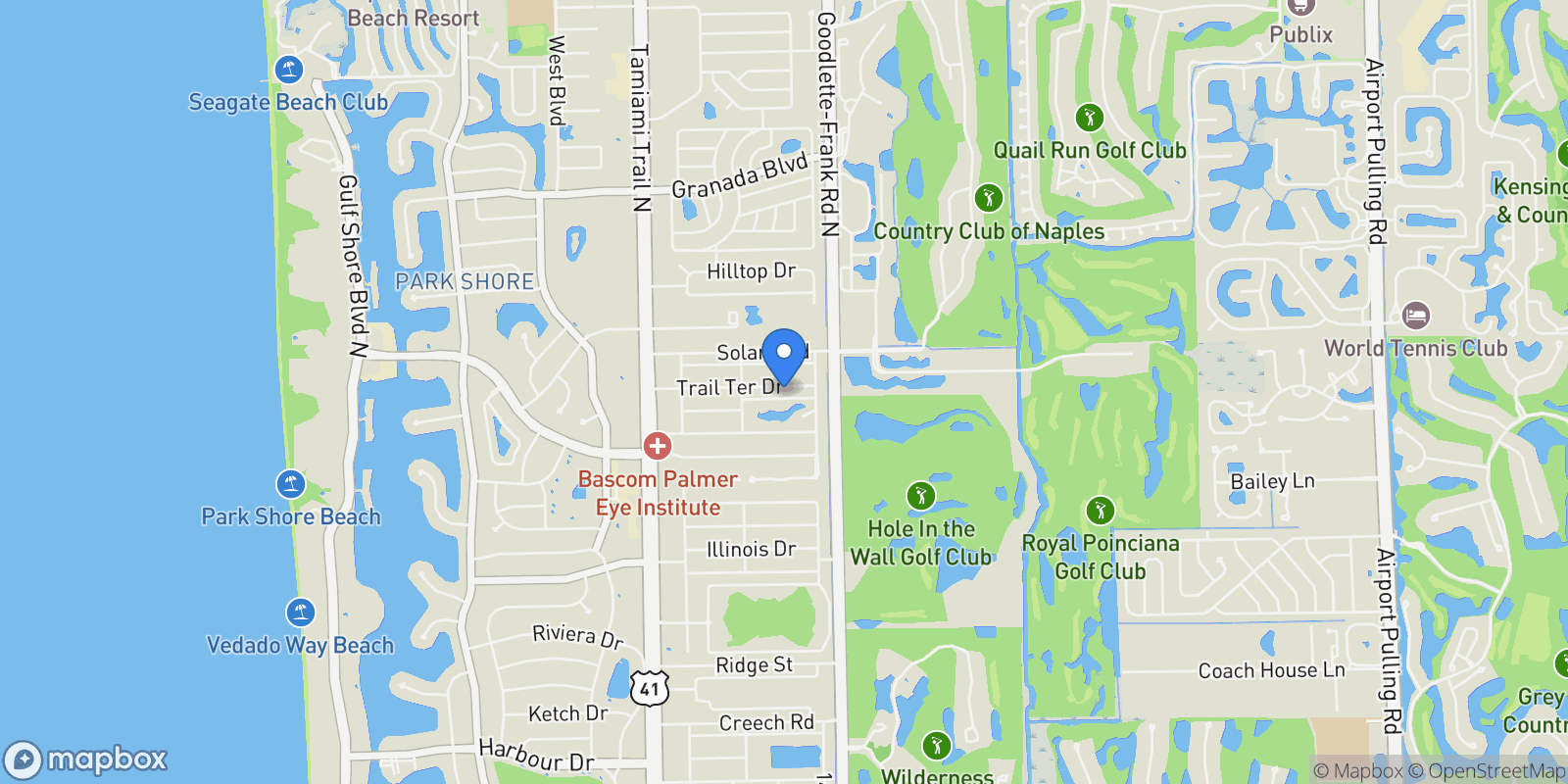 Map showing 1312 Trail Terrace DR, Naples, FL, 34103, USA, Naples, Florida, United States.