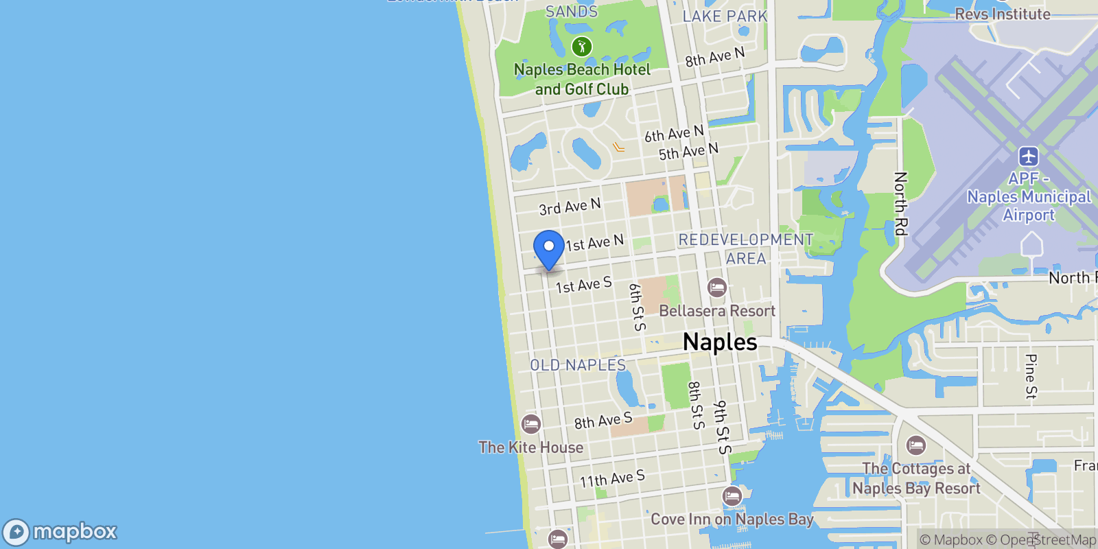 Map showing 210 Central AVE, Naples, FL, 34102, USA, Naples, Florida, United States.