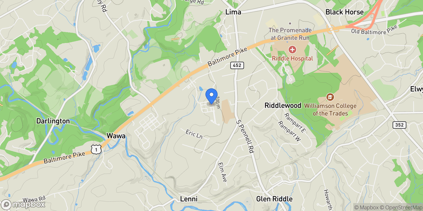 Map showing 237 Harvey Lane , Media, PA 19063, Nether Providence Township, Pennsylvania, United States.