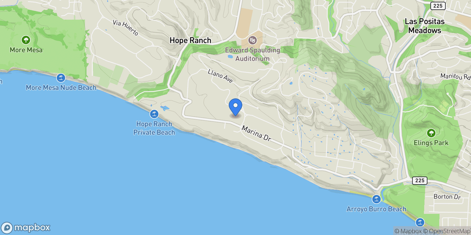Map showing 4205 Mariposa Drive, SANTA BARBARA, CA, 93110, USA, Santa Barbara, California, United States.