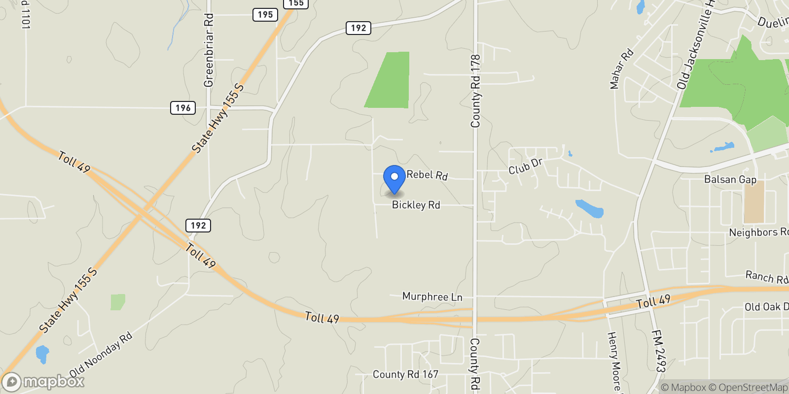 Map showing 12126 County Road 1168, Tyler, TX 75703, Tyler, Texas, United States.