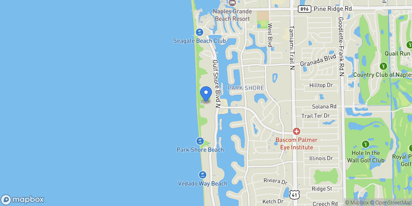 Map showing 4101 Gulf Shore BLVD, #PH-3, Naples, FL, 34103, USA, Naples, Florida, United States.
