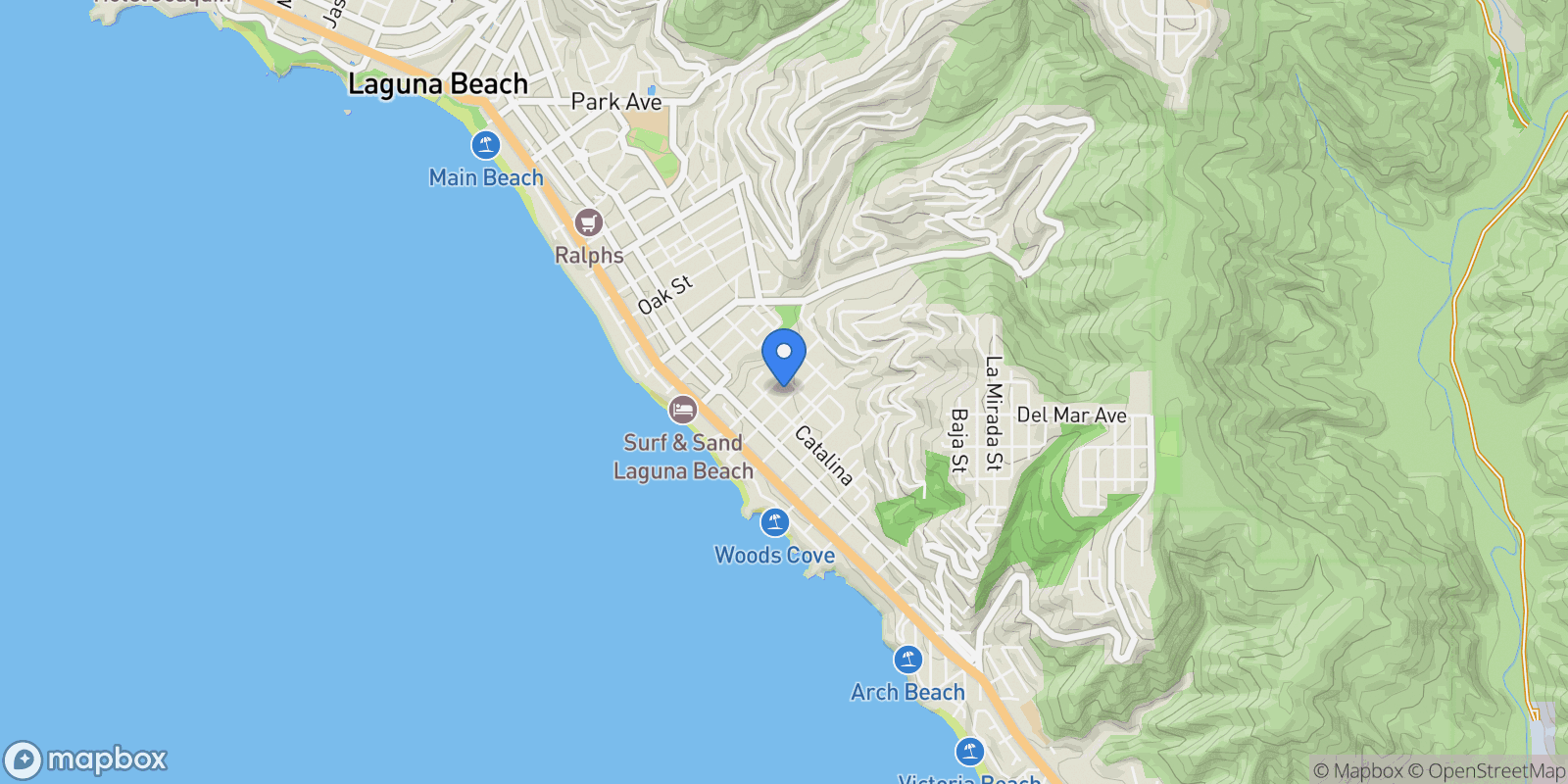 Map showing 464 Agate Street A/B, Laguna Beach, California, United States.