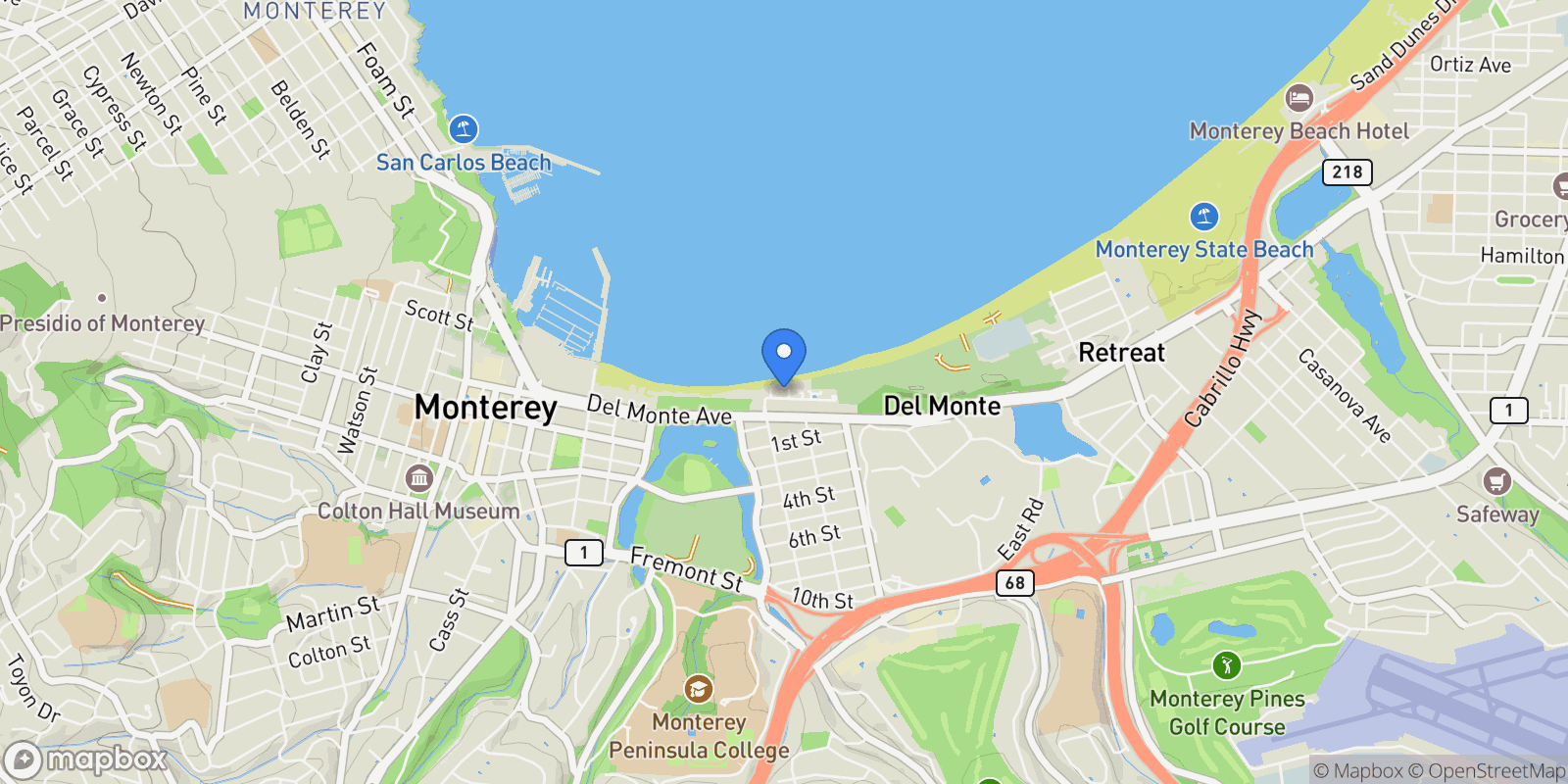 Map showing 19 La Playa Street, Monterey, CA 93940, Monterey, California, United States.
