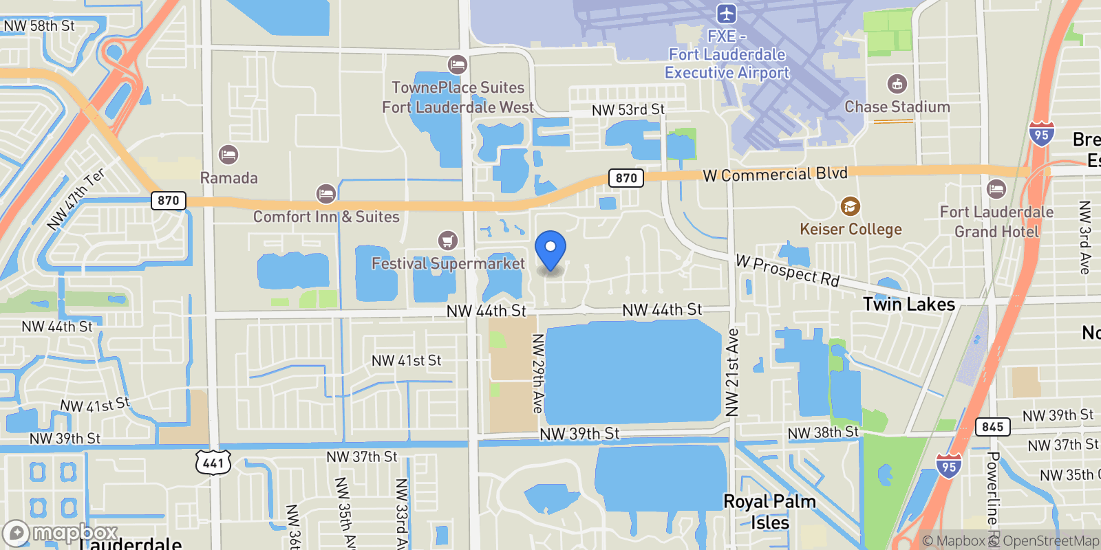 Map showing 4536 N Silverwood Ln N, Fort Lauderdale, Florida, United States.