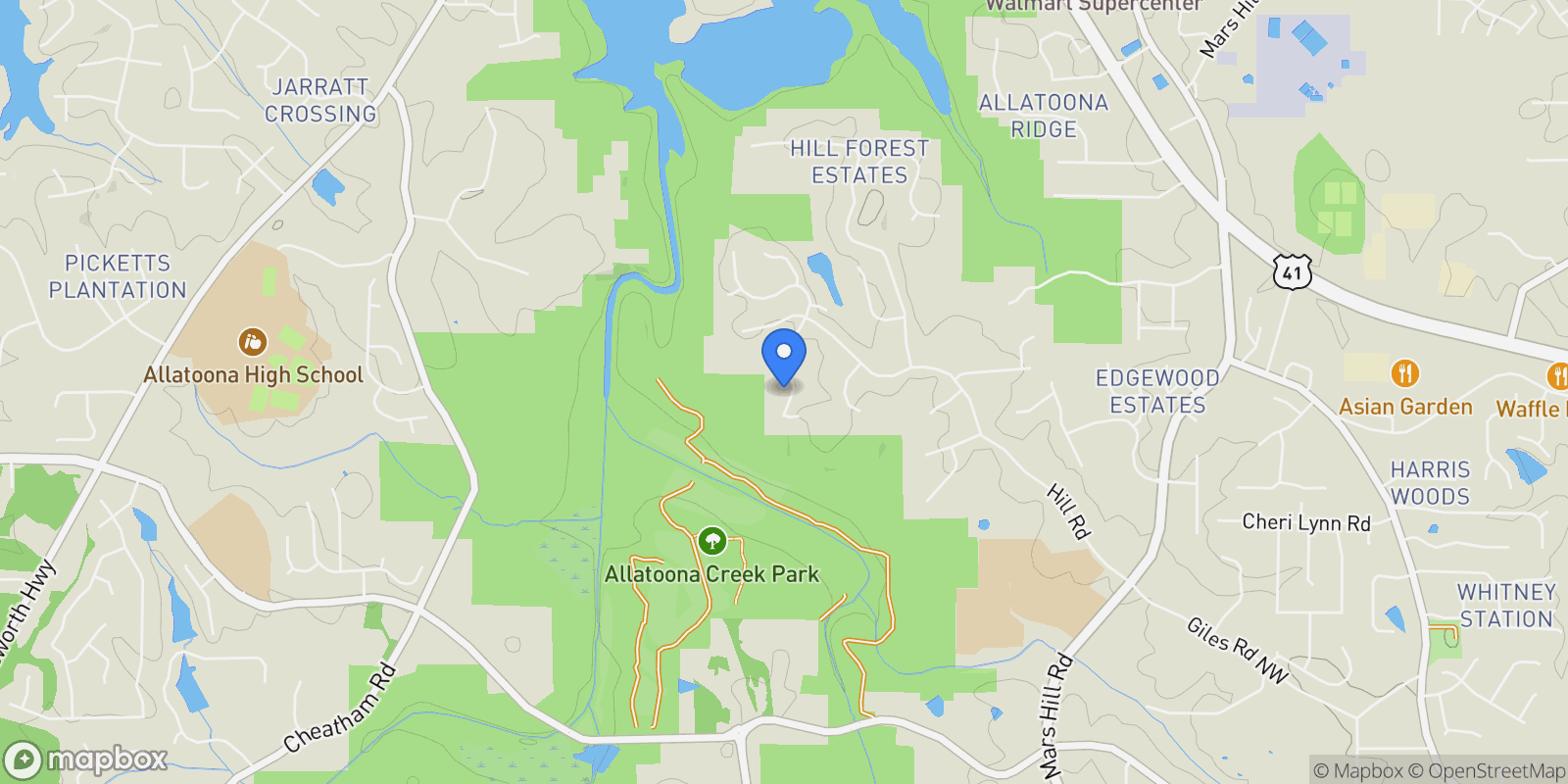 Map showing Acworth, Georgia, United States.