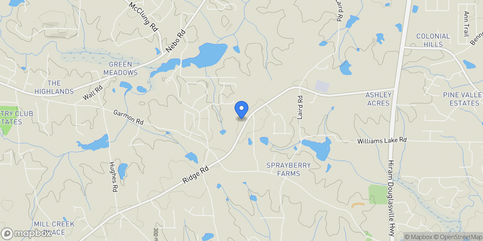 Map showing Hiram, Georgia, United States.