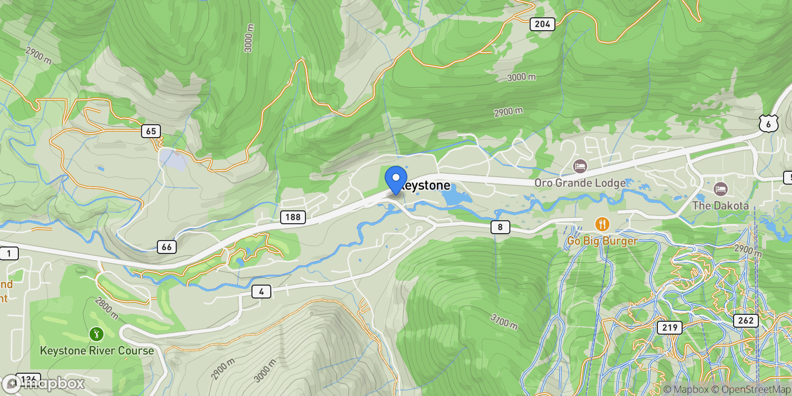 Map showing 0125 W KEYSTONE ROAD, #105, Keystone, CO, 80435, USA, Dillon, Colorado, United States.