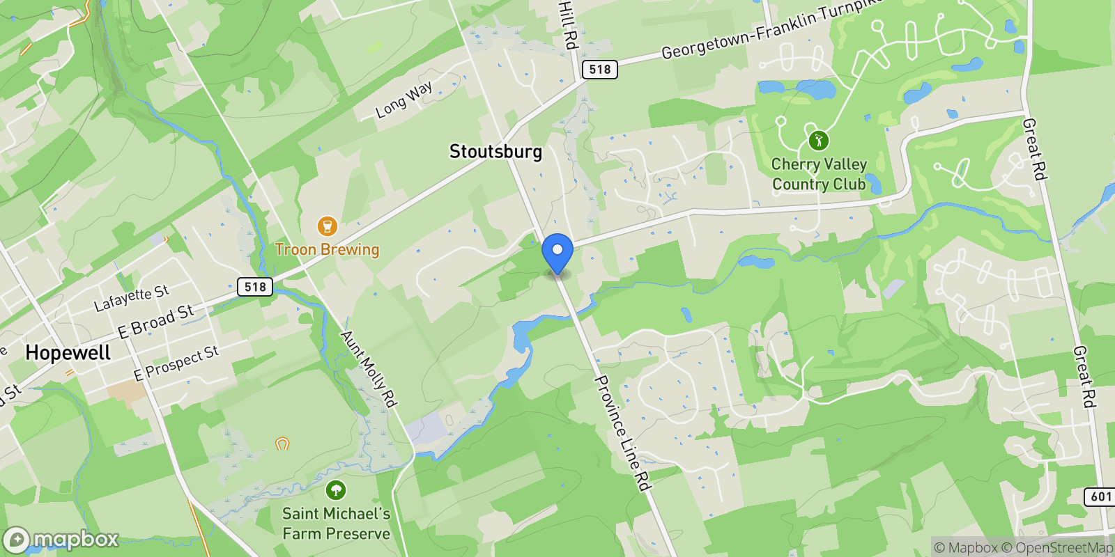 Map showing 266 Province Line Road, Hopewell Twp., NJ, 08558, USA, Hopewell Township, New Jersey, United States.