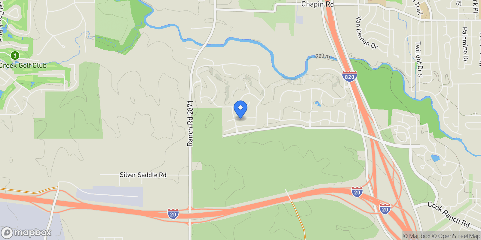 Map showing 9637 Saint Michel Lane, Fort Worth, Texas, United States.