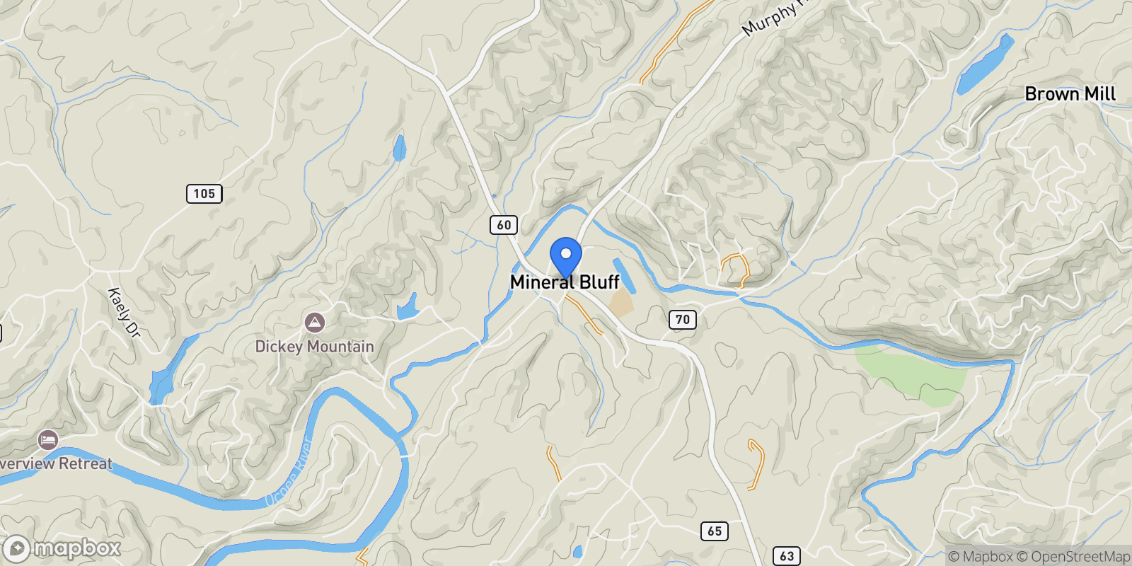 Map showing Mineral Bluff, Georgia, United States.