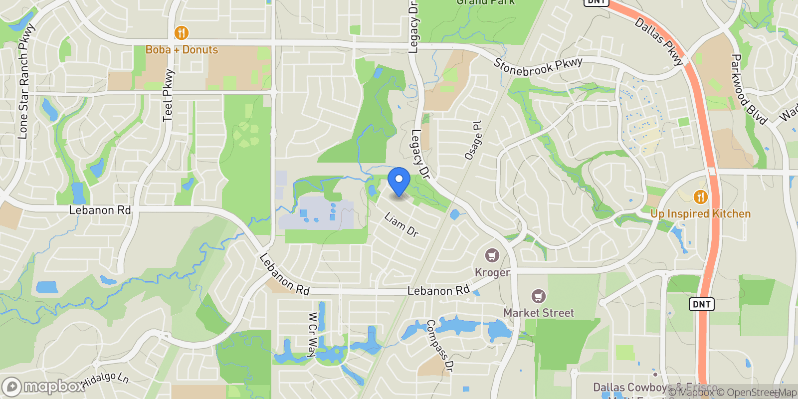 Map showing 4493 Druid Hills Drive, Frisco, TX 75034, Frisco, Texas, United States.