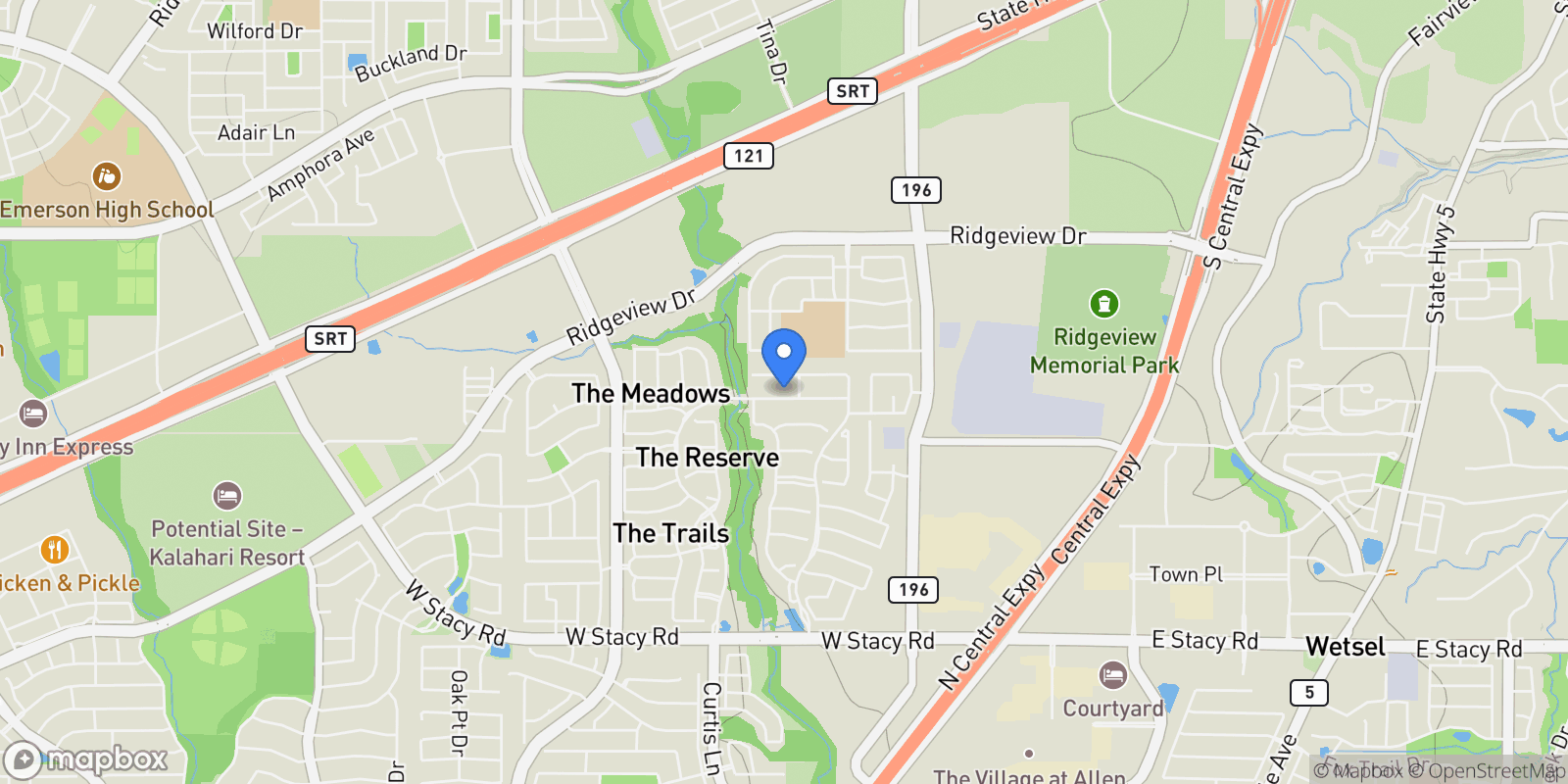 Map showing 894 Starcreek Parkway, Allen, TX 75013, Allen, Texas, United States.