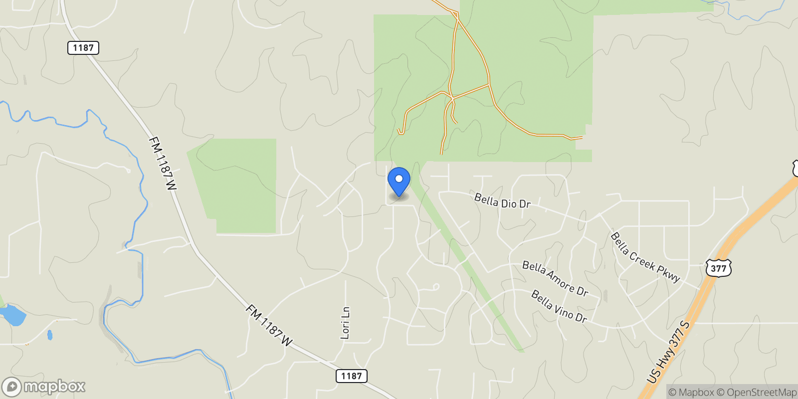Map showing 7756 Bella Milano Drive, Fort Worth, Texas, United States.