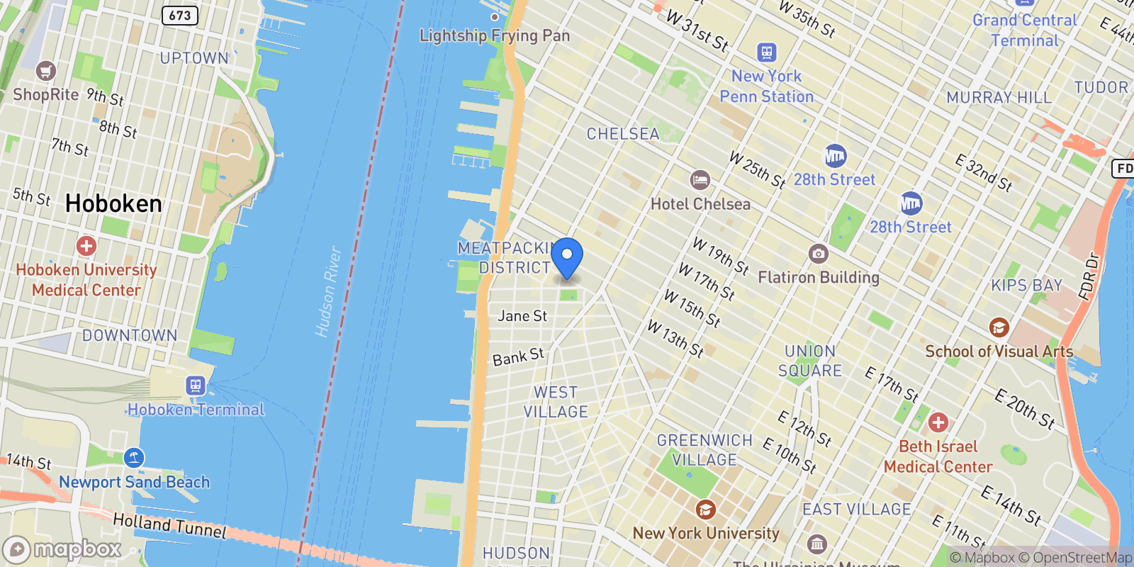 Map showing 652 HUDSON ST, New York, New York, United States.