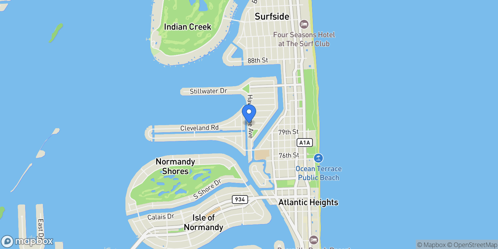 Map showing 7940 Hawthorne Ave, Miami Beach, Florida, United States.
