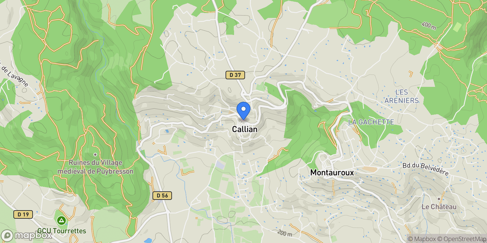 Map showing CALLIAN, U 83440, Montauroux, Provence-Alpes-Côte d'Azur, France.