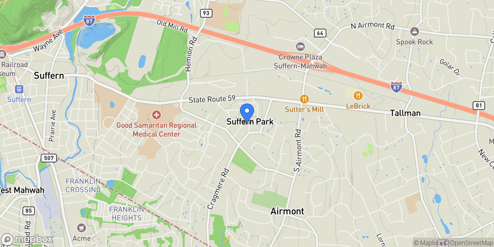 Map showing 21 Van Orden Avenue, Suffern, NY 10901, Montebello, New York, United States.