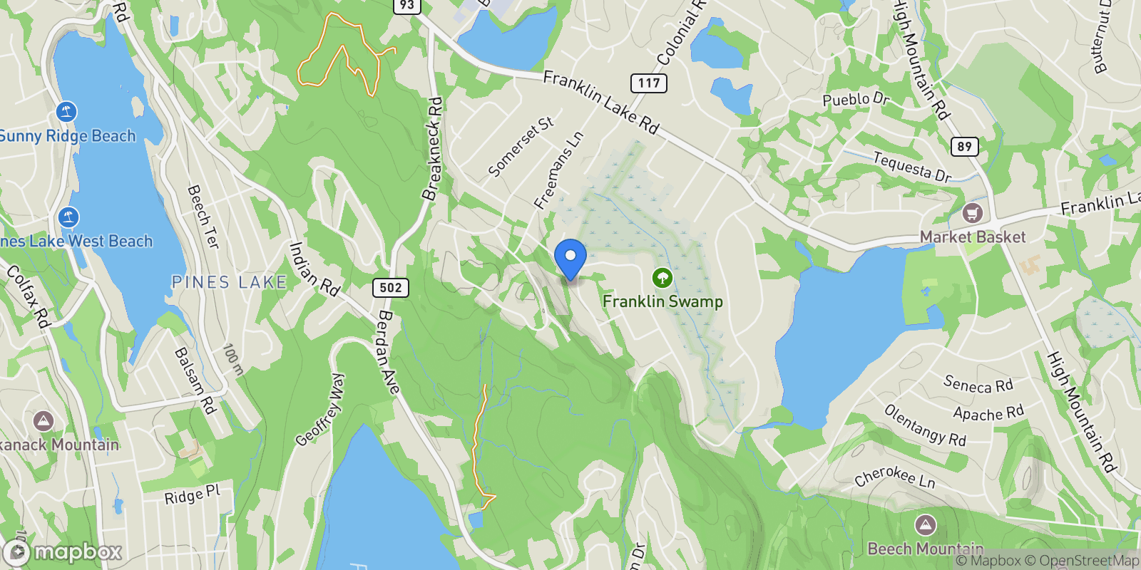Map showing 711 Cheyenne Drive, Franklin Lakes, NJ 07417, Franklin Lakes, New Jersey, United States.