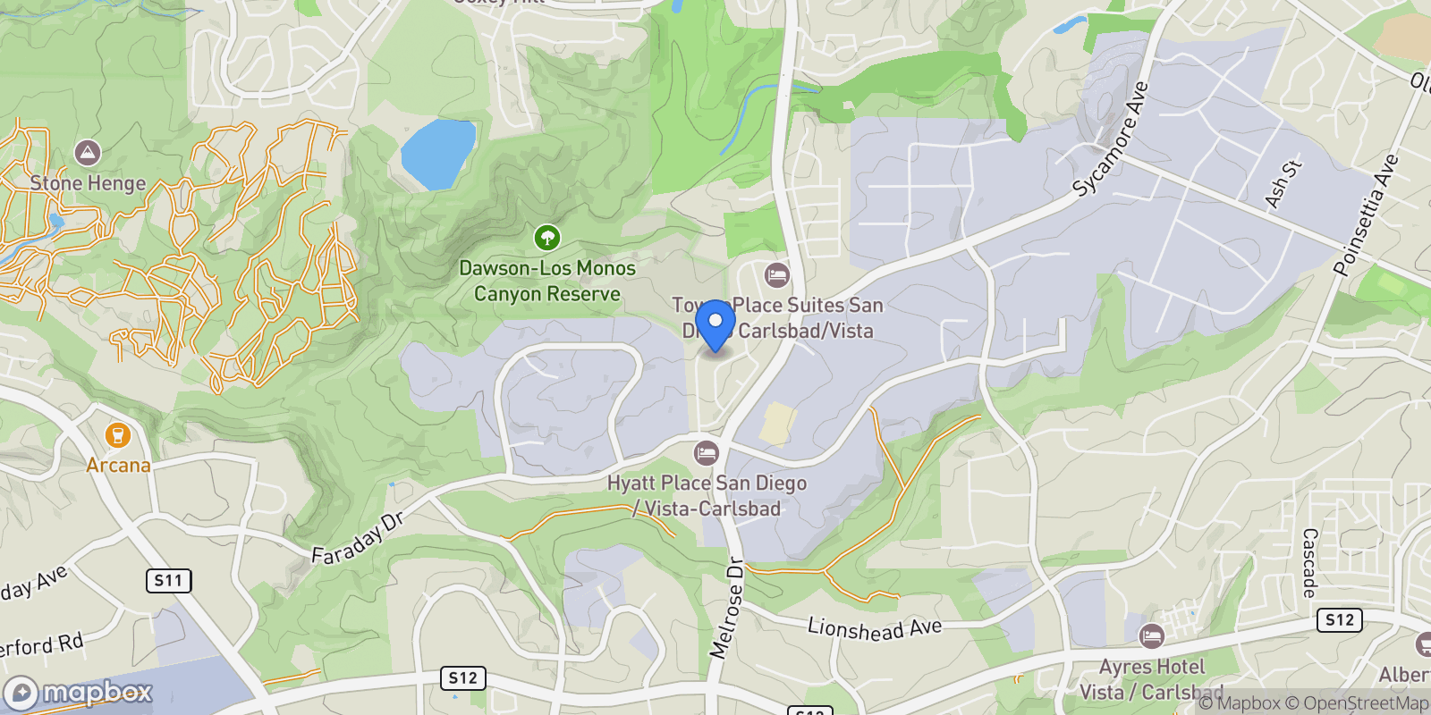 Map showing 2225 Baxter Canyon Drive, Vista, California, United States.