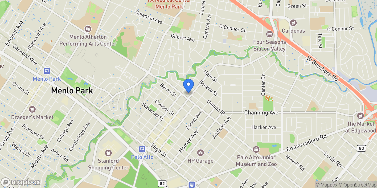 Map showing 478 Fulton Street , Palo Alto, CA 94301, Palo Alto, California, United States.