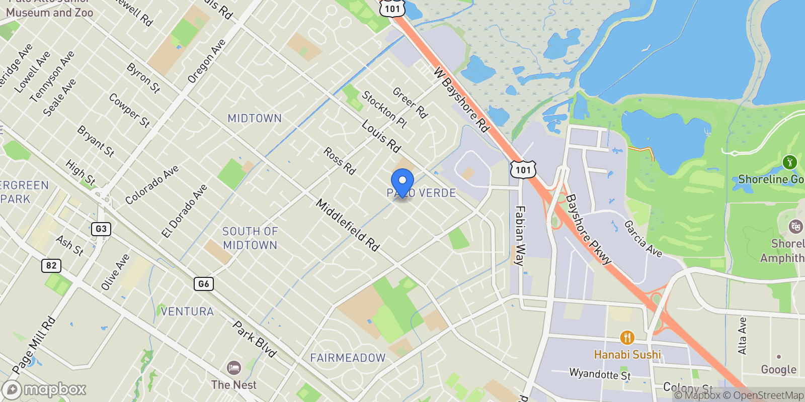 Map showing 3502 Arbutus Avenue, East Palo Alto, California, United States.