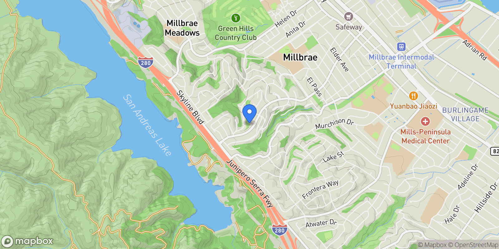 Map showing 21 Colorados Drive, Millbrae, California, United States.