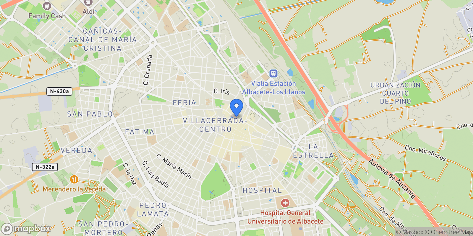 Map showing Albacete, Castile-La Mancha, Spain.