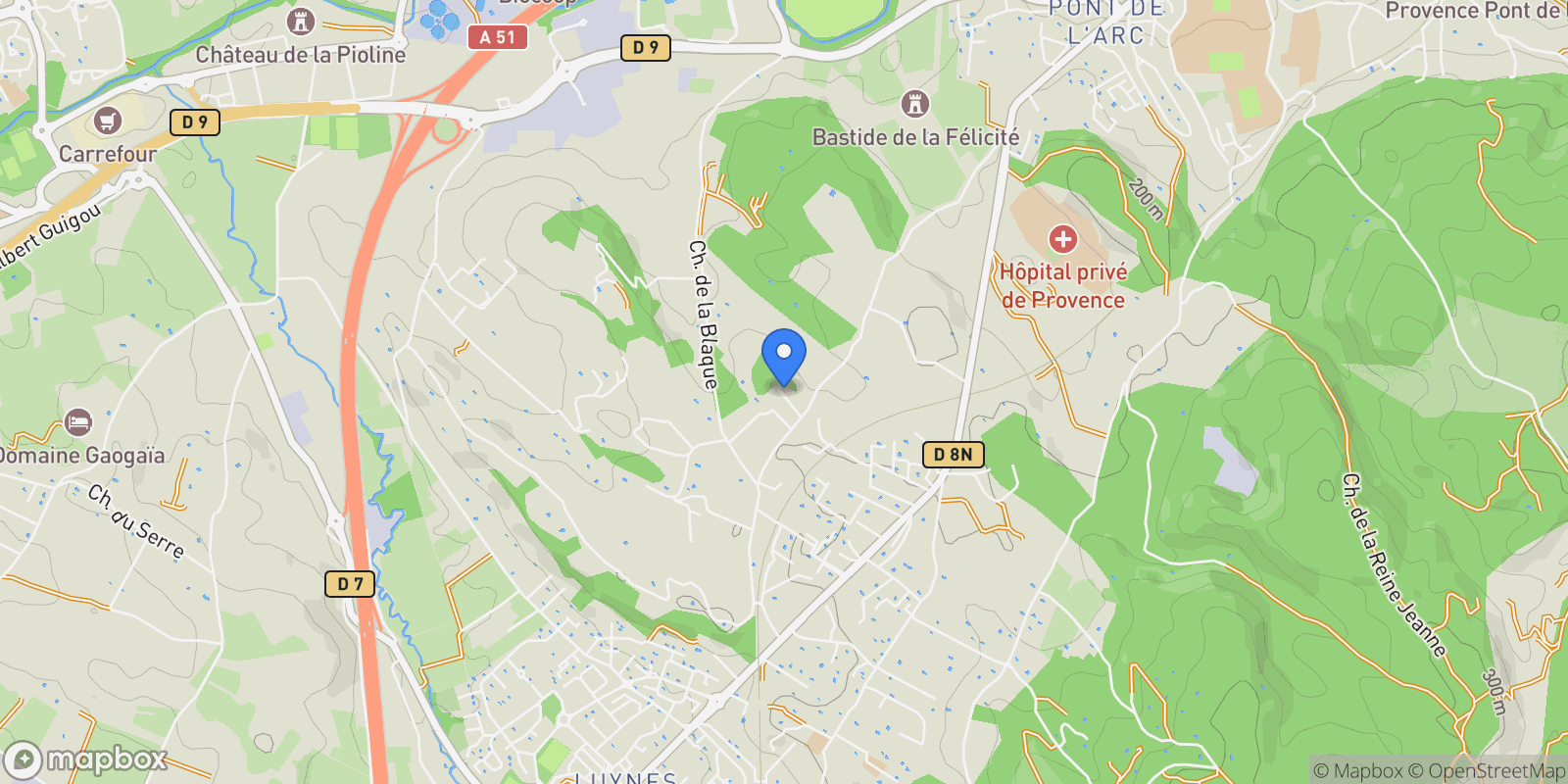 Map showing Aix-en-Provence, Provence-Alpes-Côte d'Azur, France.