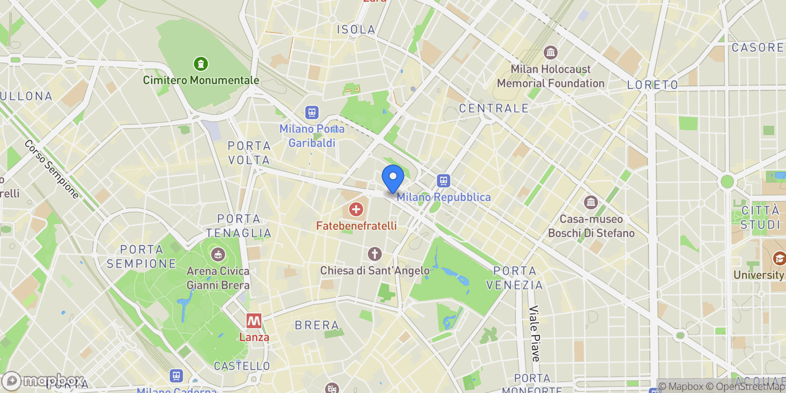 Map showing Viale Monte Santo, Milano MI, Italy, Milan, Lombardy, Italy.