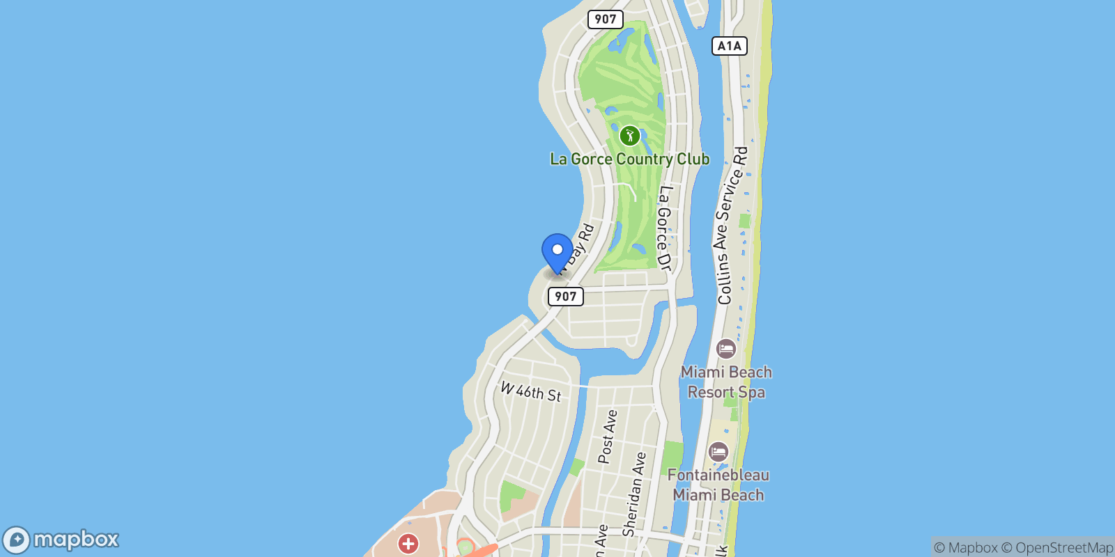 Map showing 5077 N Bay Rd, Miami Beach, Florida, United States.