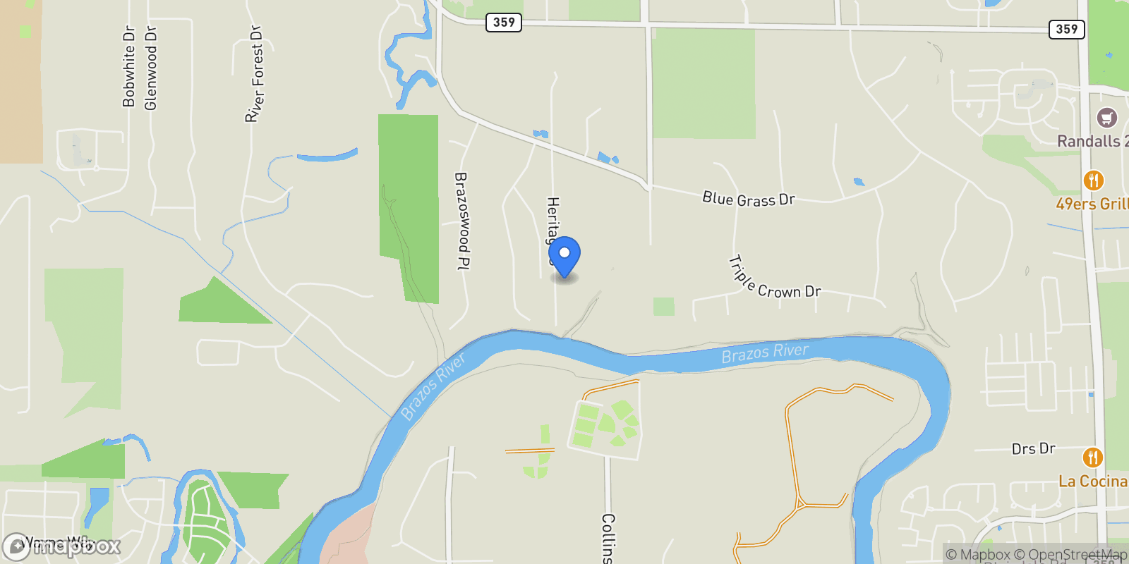 Map showing 1401 Heritage S, Richmond, TX 77406, Richmond, Texas, United States.