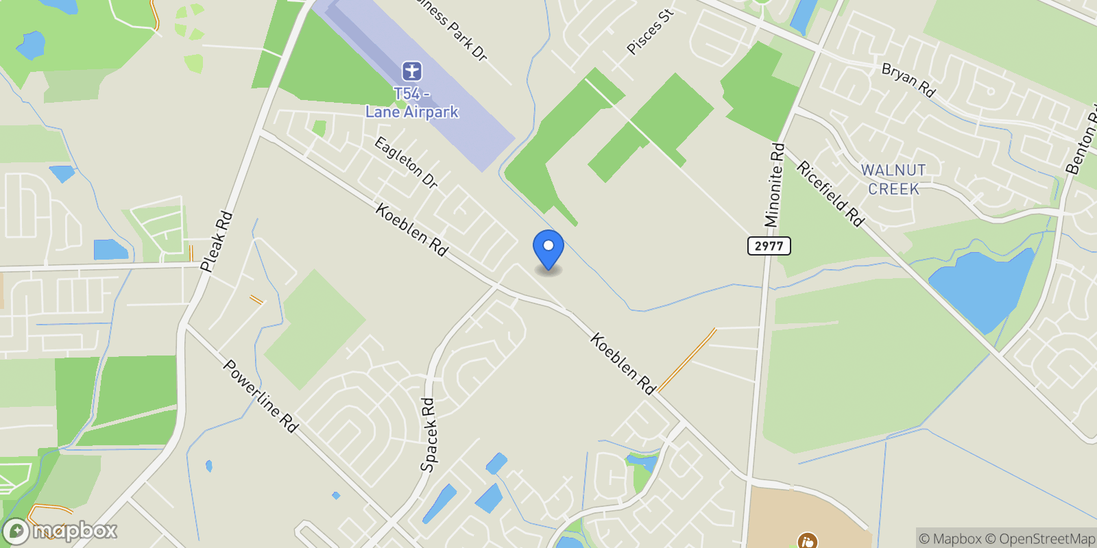 Map showing 6119 Koeblen Road, Richmond, TX 77469, Rosenberg, Texas, United States.
