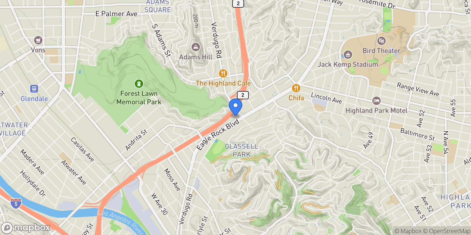 Map showing 3945 Eagle Rock Boulevard , 50, Los Angeles, CA 90065, Los Angeles, California, United States.