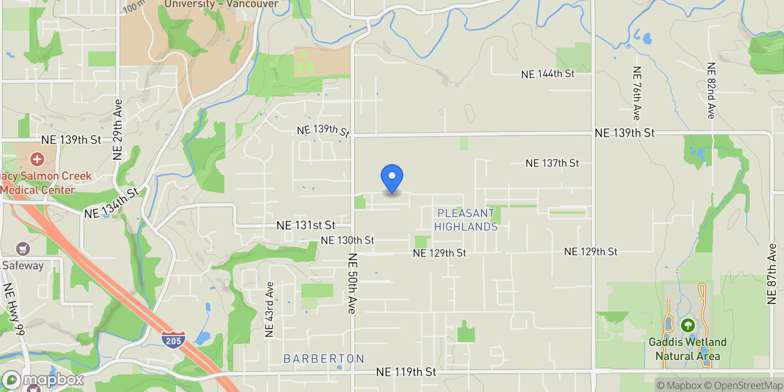 Map showing 5305 NE 134TH ST, Vancouver, WA 98686, Vancouver, Washington, United States.