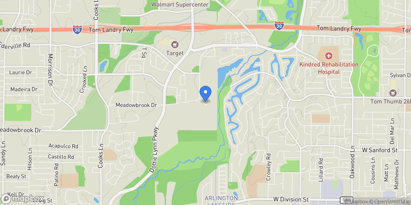 Map showing 2109 Greta Lane, Fort Worth, Texas, United States.