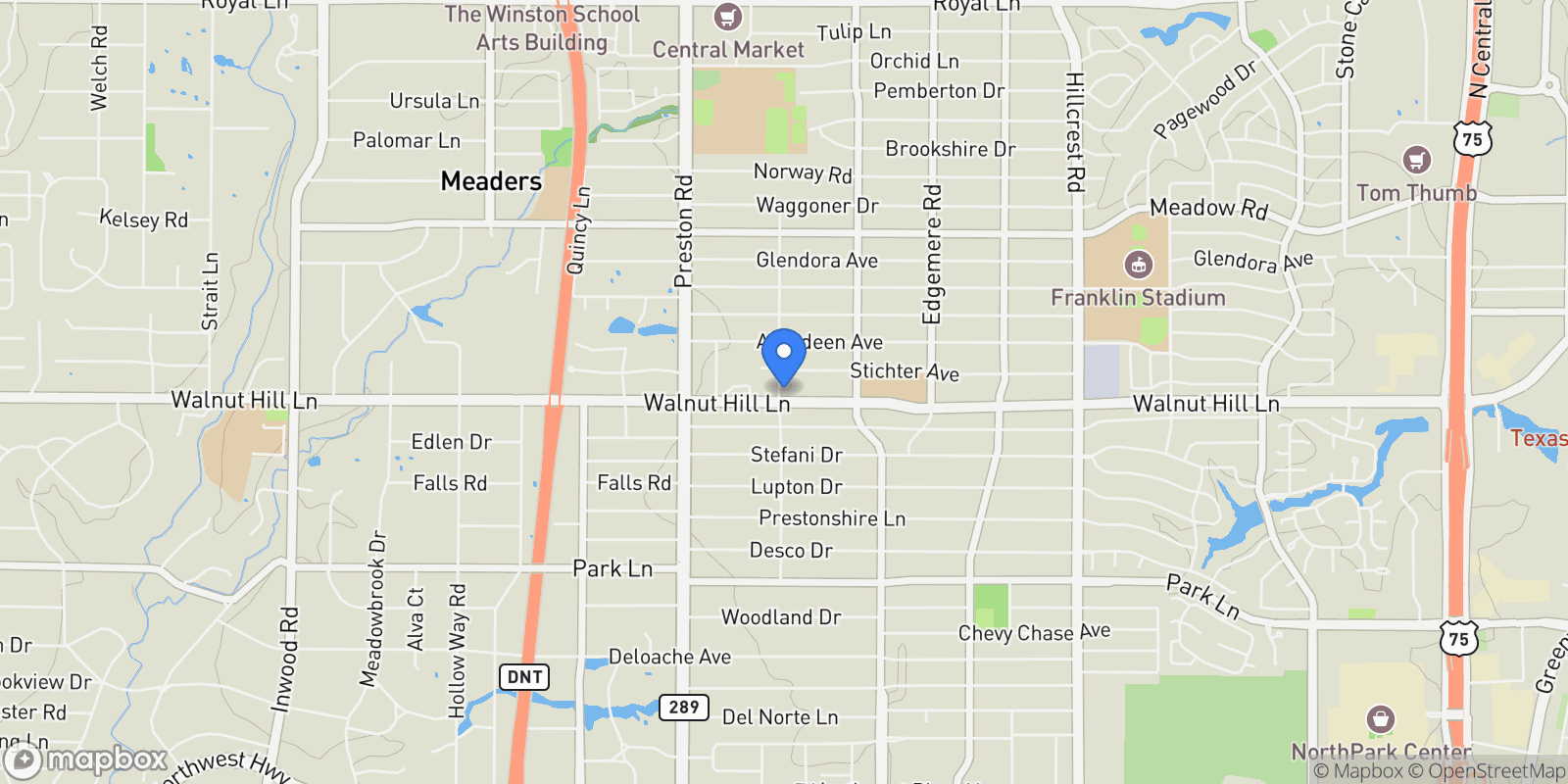Map showing 6207 Walnut Hill Lane, Dallas, Texas, United States.