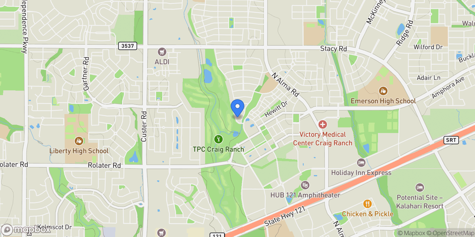 Map showing 6009 Settlement Way, McKinney, Texas, United States.