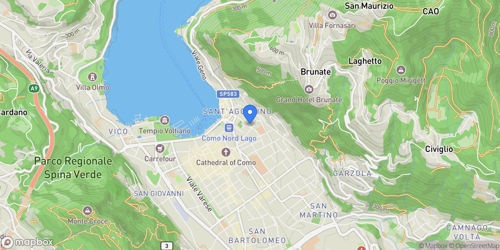 Map showing via Brambilla 37, Como, Lombardy, Italy.