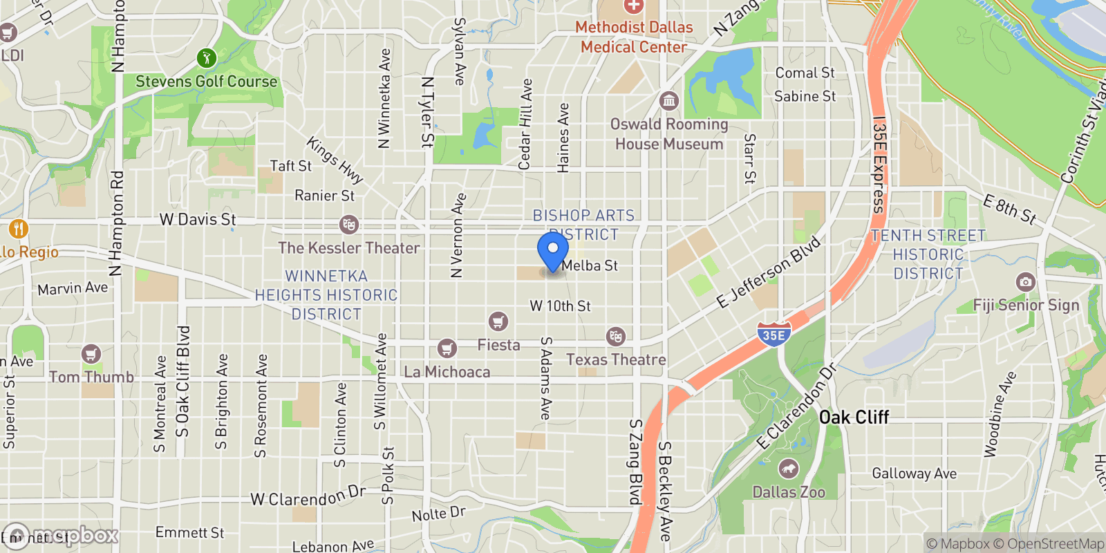 Map showing 435 W 9th Street, Dallas, Texas, United States.