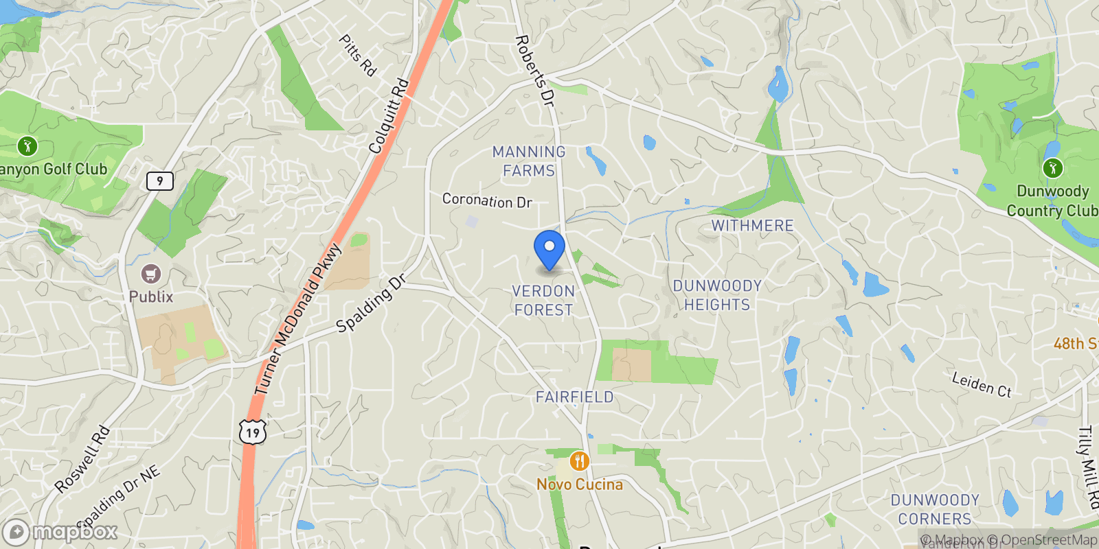 Map showing Dunwoody, Georgia, United States.