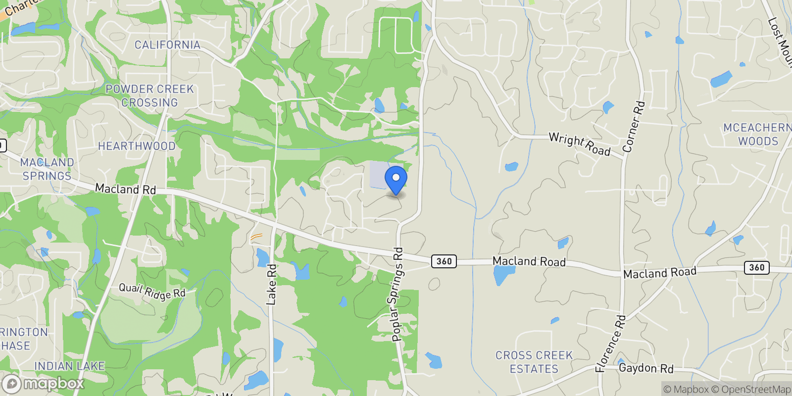 Map showing Hiram, Georgia, United States.