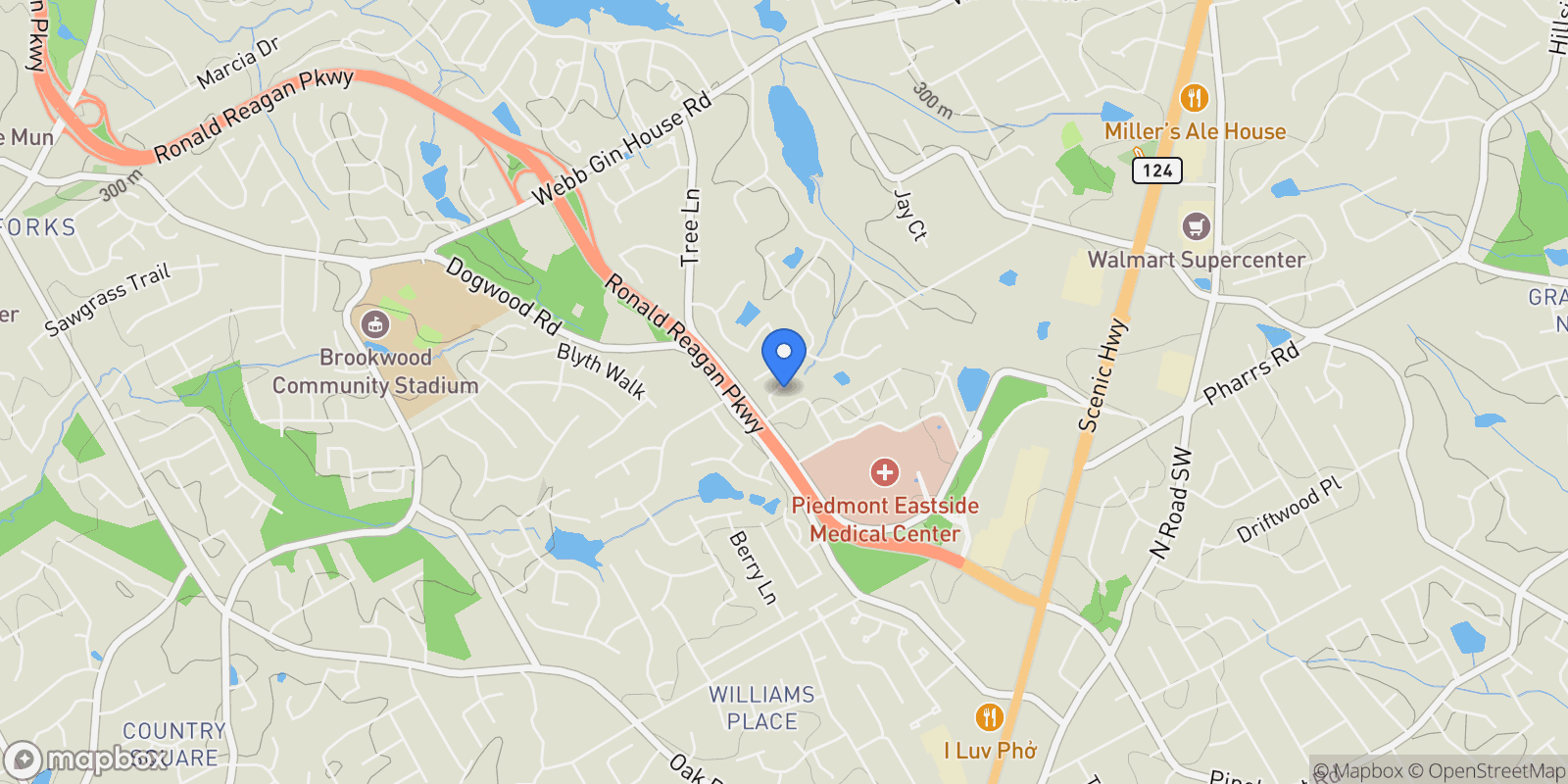 Map showing Snellville, Georgia, United States.