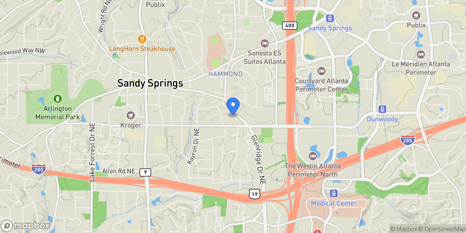 Map showing Atlanta, Georgia, United States.